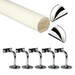 White Primed Mopstick Handrail Kit Ready to Paint Chrome Brackets End Caps