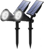 2PCS Solar Spotlights Lamp LED Outdoor Waterproof Garden Yard Path Wall Light UK