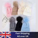 Baby Pom Pom Beanie Hat Knitted Bobble Cap Boy Girl NB