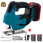 Cordless Jigsaw with 2x Battery 21V Cutter Jig Saw Woodworking Cutting Tool UK