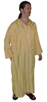Moroccan Men Djellaba Hooded Caftan Kaftan Thobe Abaya Handmade Arab Gold