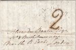 1806 Scotland to London stampless entire, London 2 o’Clock arrival mark