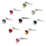 Sterling Silver & CZ Crystal 3mm Andralok Nose Stud Pin Studs Pins /