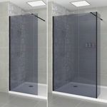 Wet Room Shower Screen Flipper Walk In Enclosure Cubicle Easy Clean Grey Glass
