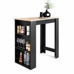 Kitchen Island Counter Top Breakfast Bar Dining Table Along 3-Tier Storage Rack