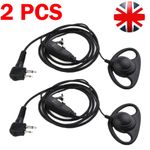 2PCS D Earphone Earpiece Mic for Motorola Radio Security 2 Pin Walkie Talkie