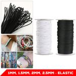 Round Elastic Cord 1mm/1.5mm/2mm/2.5mm, Stretch Elastic Bead Cord for Crafts