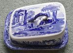 Spode Blue and White Italian Lidded Cheese Dish