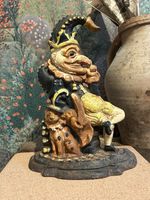 Punch and Judy Vintage Cast Iron Heavy Door Stop Showing Signs Age Great Item
