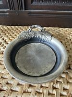 Pewter Wine Bottle Coaster & Cork Holder with Grape Vine Detail - Heavy