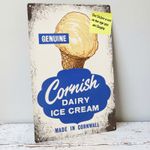 CORNISH ICE CREAM CORNWALL cornishware METAL TIN SIGN KITCHEN VINTAGE ADVERT