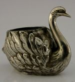 UNUSUAL JAPANESE 950 SOLID STERLING SILVER SWAN SALT CELLAR c1920 ANTIQUE