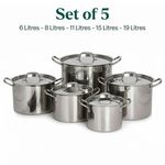 Stainless Steel Deep Stock Cooking Pot With Lid Cater Stew Casserole Boiling