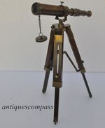 Antique Nautical Vintage Decorative Solid Brass Telescope with Wooden Tripod