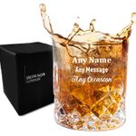 Personalised Engraved Whiskey Glass wIth Any Text Birthday Wedding Gift for Him