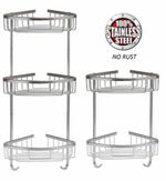 STAINLESS STEEL CORNER SHOWER CADDY BATHROOM STORAGE SHELF ORGANIZER BASKET