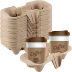 2 Cup Carry Trays – Cardboard Drink Carrier for Takeaway – Tea Coffee Cup Holder