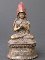 Bhutan Bronze Lama Dharmachakra Mudra Figurine Statue, 10,5 cm