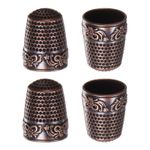 4pcs Sewing Thimble Copper Sewing Thimble Finger Protector, Red Bronze