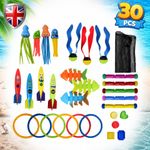 30x Diving Pool Toys for Kids Ages 3-12 Jumbo Set with Storage Bag Pool Games UK