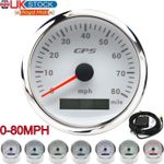 85mm White GPS Speedometer 0-80 MPH Odometer Gauge for Car Boat Truck Motorcycle