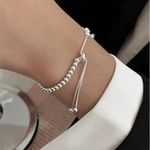 Genuine Sterling Silver Beaded adjustable Bracelet for Women.