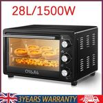 Mini Oven 28L Countertop Electric Toaster Oven w/ Adjustable Timer Control 1500W