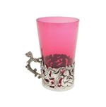 Edwardian Sterling Silver Classical Pattern Cranberry Tea Glass Antique London