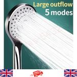 5 Mode Shower Head Bath High Pressure Large Chrome Handset Heads Water Saving UK