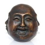 4 Faces Carved Buddhism Buddha Head Sculpture Statue OLD SIGNED BRONZE ;7CM