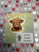 Needle Minder Highland Cow with Sunflowers 