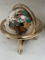 Rotating Mother of Pearl Gemstone Globe on stand with compass