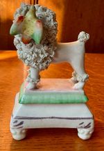 Victorian Staffordshire Poodle With Bird 4" high