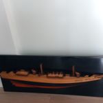 HALF HULL MODEL-BLUE NOSE 11 RACING SCHOONER MODEL WALL MOUNTED DISPLAY 90 x 32 