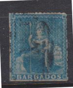 (F6-67) 1861 Barbados 1d blue Britannia stamp (BQ)  (v)
