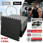 Stock Interlocking EVA Foam Mats 60x60cm Non-Slip Yoga Gym Tiles Black Grey 4-96
