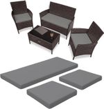 3Pcs Rattan Garden Cushion Set Replacement Chair Sofa Outdoor Water Resistant UK