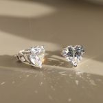 2ct Heart Cut Earrings White Gold & Silver 8mm Lab-Created VVS1/D/Excellent