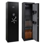 8 Gun Cabinet Vertical Rifle Gun Safe Steel, Digital Lock Floor Wall Mounting