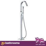 Chrome Floor standing Bath filler | Floor Bath Shower Mixer Tap Handset & Hose