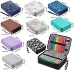 200 Slot Coloured Pencil Case Organiser w/Zipper Handle Large Capacity Pen Bag