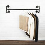 Industrial Wall Mounted Single Raw Steel Clothes Rail, Rustic Modern Vintage!
