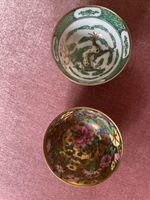 Vintage Minature Chinese Porcelain Finger Bowls Multi Coloured