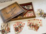 Antique French Playing Cards Set “Main Jaune” Wooden Box, c.1890, 51 cards