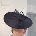 Phase Eight Navy Fascinator with Feather Detail & Ribbon Trim