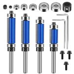 4pcs Flush Trim Router Bit Set, 1/4" Shank Carbide Router Cutters with Top 