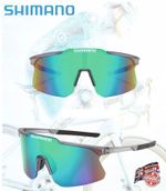 SHIMANO Cycling Sunglasses UV400 Large Frame Sport Glasses + Case & Cloth Grey