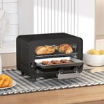 Small Toaster Oven 12L Multifunction Mini Countertop Oven with Glass Door Black