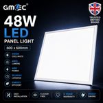 48W LED Panel Light 600x600 Ceiling Backlit 6500K Cool White Office Commercial