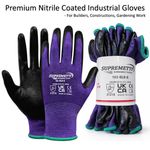 120 Pairs Nitrile Coated Purple Nylon Safety Work Gloves Builders Gardening Grip